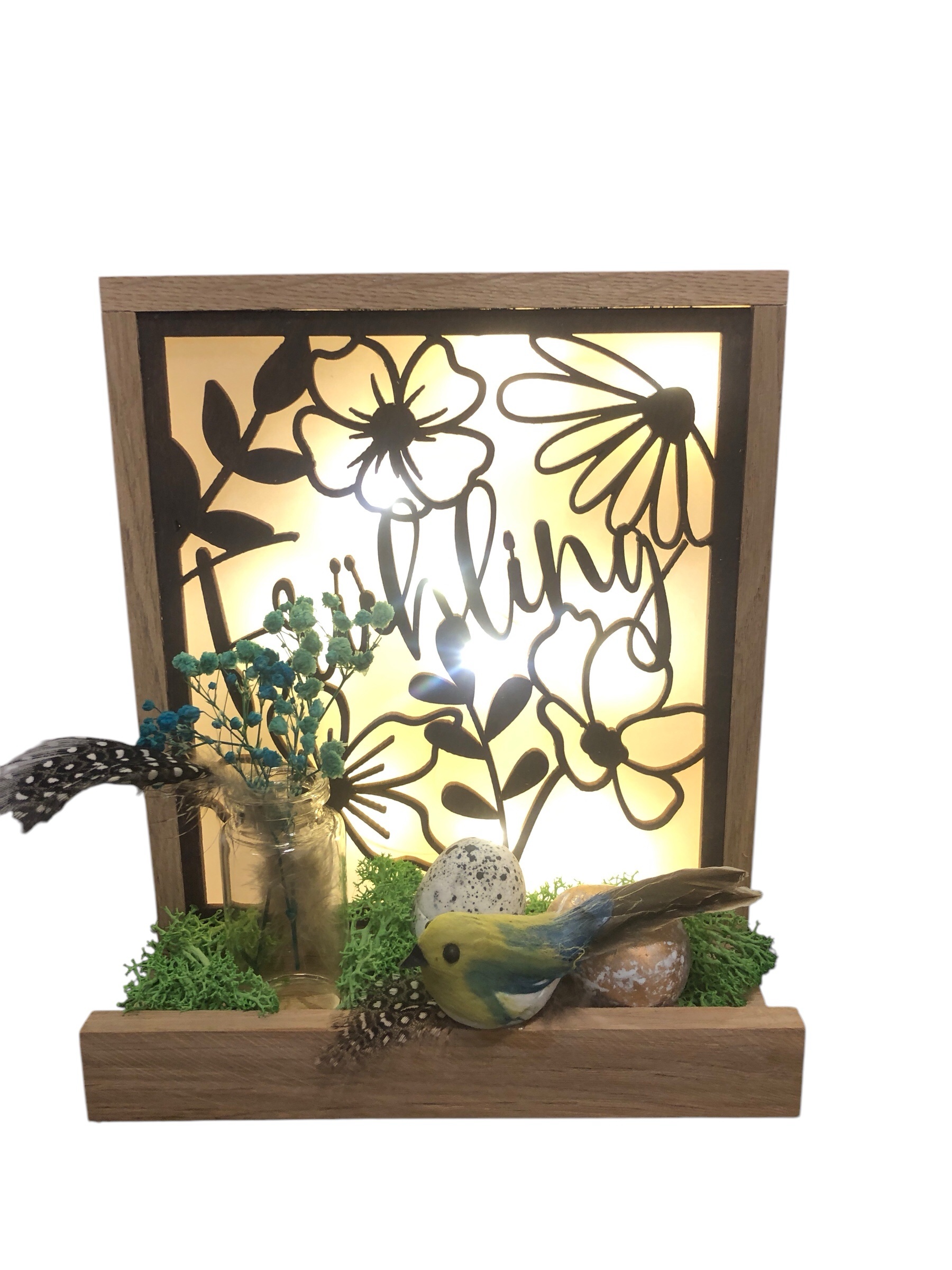 Frühlingsdeko mit Led Beleuchtung