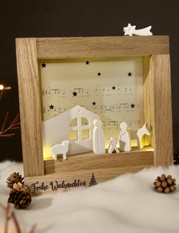 Mini Krippe in Lichtbox Stille Nacht