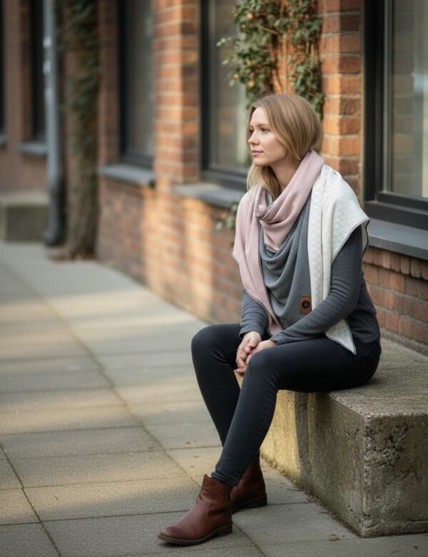 Dreieckstuch rosa-grey