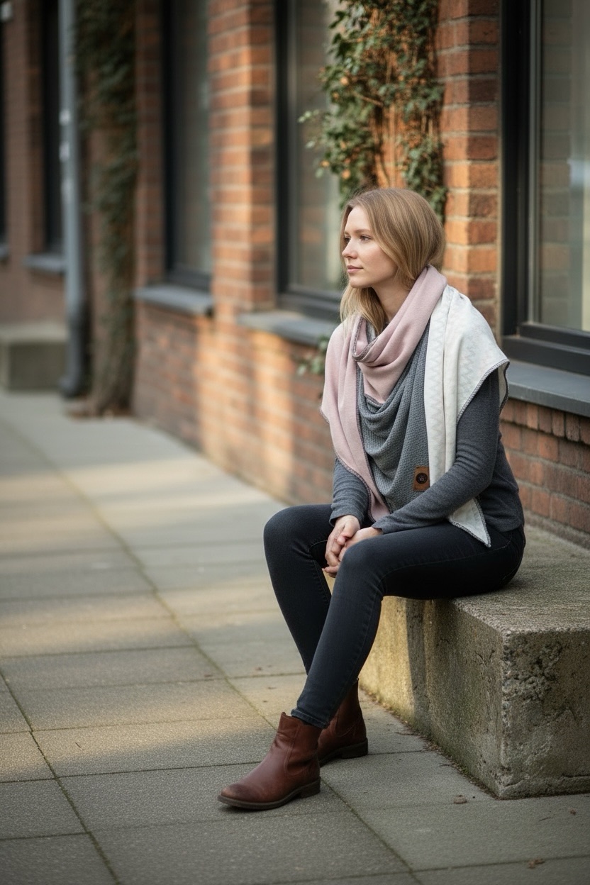 Dreieckstuch rosa-grey